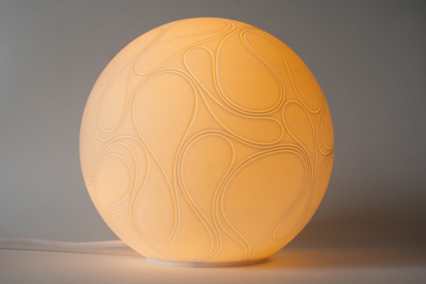 River lamp, lit, close up