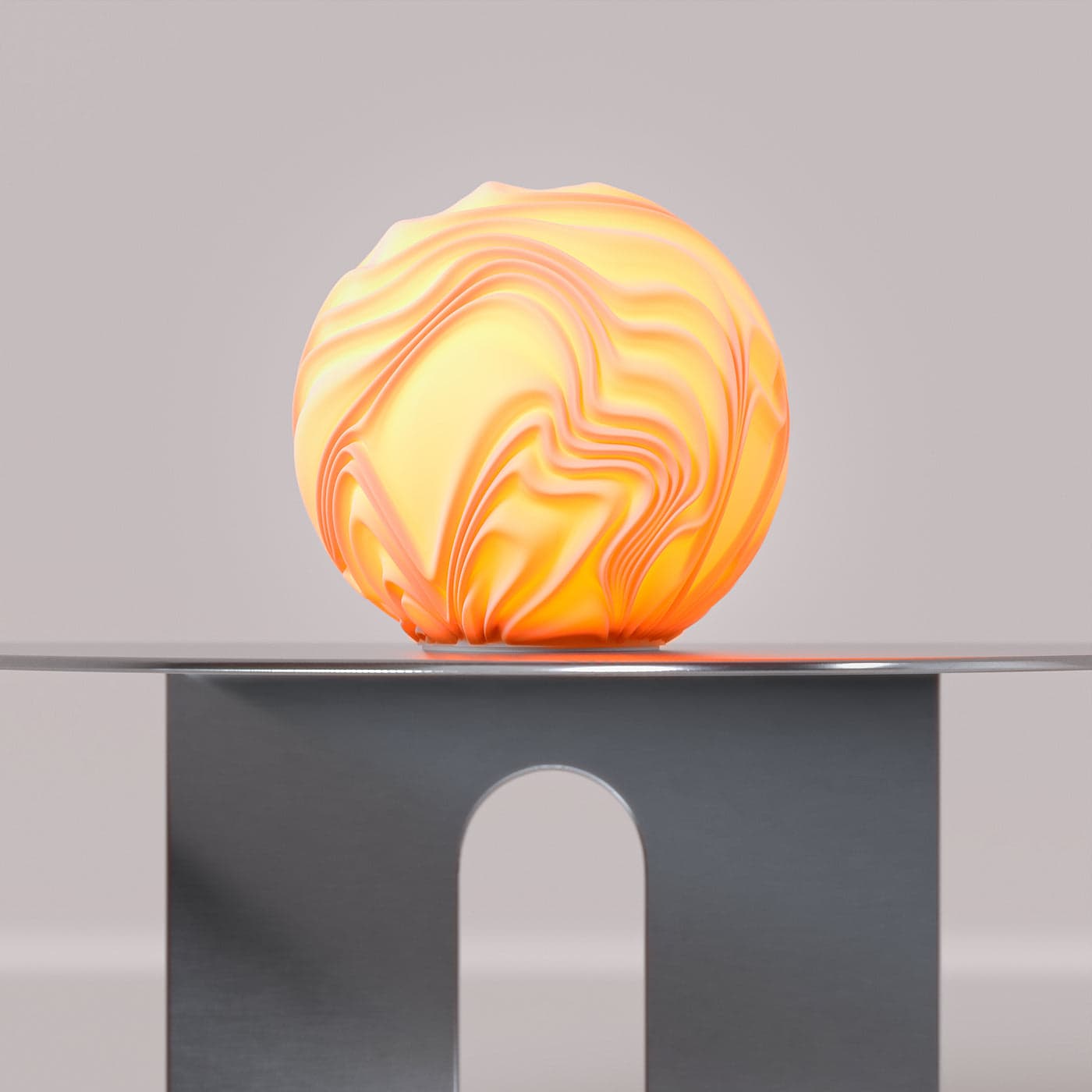 Flow lamp on a pedestal, lit